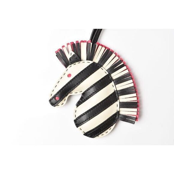 Hermes Bag Charm Lanyard Key Holder Hermes Jeezy Savannah Zebra Cles Noir Black - Picture 2 of 5